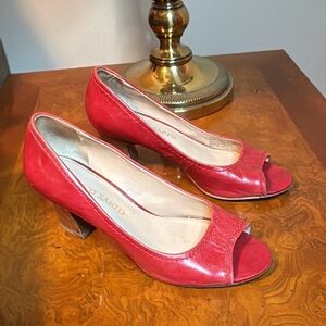 Franco sarto Women's Vibrant Red Peep Toe Heels